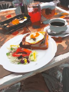 Intervened Breakfast, 2018 (maleri på fotografi)