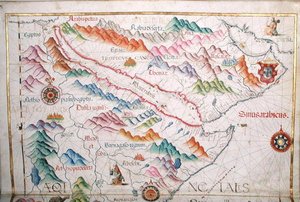 Egypt og Saudi-Arabia, detalj fra et verdensatlas, 1565