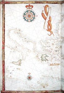 Italia, Hellas og Kykladene, detalj fra et verdensatlas, 1565