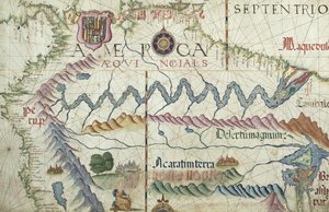 Nord-Sør-Amerika, detalj fra et verdensatlas, 1565