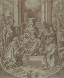The Adoration of the Magi Cartoon for an Embroidery, 1587-89. av Diego Lopez de Escuriaz.