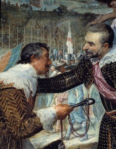 Bredas overgivelse. Ved slutten av beleiringen av Breda (under trettiårskrigen): 5. juni 1625 forhandlet Justin de Nassau (1559-1631) fred med Ambrogio Spinola Doria, Marquis de Los Balbases (1569-1630), under en seremoni hvor han overleverte k av Diego Velázquez