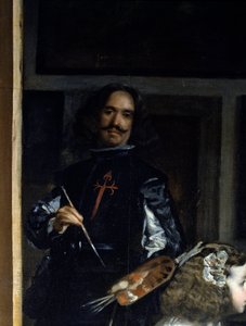 Las Meninas. Detalj: selvportrett av maleren foran staffeli