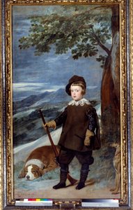Portrett i jaktantrekk av prins Baltasar Carlos av Spania (1629-1646), sønn av kong Filip IV Maleri av Diego Velasquez (1599-1660) 1635 Søn. 1,91x1,03 m Madrid, Musee du Prado - Portrett av prins Baltasar Carlos av Spania (1629-1646), kong Filip IV' av Diego Velázquez