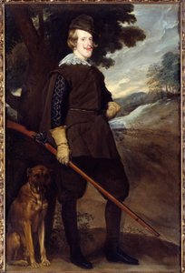 Portrett av Filip IV (1605-1665), konge av Spania i jaktdrakt 30 år gammel. Maleri av Diego Rodriguez de Silva y Velasquez (1599-1660) av Diego Velázquez