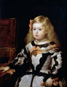 Portrett av Infanta Margarita (1651-1673) datter av kong Filip IV av Spania og hans andre kone Mariana av Østerrike av Diego Velázquez
