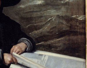 Portrett av narren Diego de Acedo sier fetter Detail. Maleri av Diego Rodriguez de Silva og Velasquez (1599-1660) av Diego Velázquez