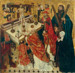 Messe de saint Gregoire - The Messe of Saint Gregory the Great - Maleri av Diego de la Cruz (aktiv 1482-1500) - før 1480 - Olje på tre - 168x168 - Museu Nacional d