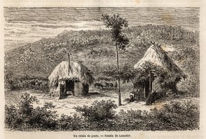 En poststafett mellom Bucuresti og Pitesti. Gravering for å illustrere reisen fra Paris til Bucuresti (Romania), i 1860, av Lancelot, designer, i "Le tour du monde, nouveau journal des voyages", utgitt under ledelse av Edouard Charton