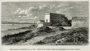 Huset til Giuseppe Garibaldi (1807-1882) i La Caprera (Sardinia), gravert etter en tegning av D.Lancelot, for å illustrere historien om Syria i dag, av Mr. Lortet, dekan ved Det medisinske fakultet i Lyon, siktet for et vitenskapelig oppdrag fra departemen