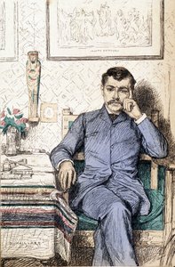 Portrett av Paul Bourget, fransk forfatter (1852-1935) (gravering)