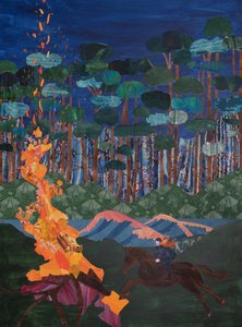 Brunnhilde og likbålet ved Rhinen (kollasje) av Dione Verulam