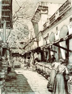 Torget til Saint Catherine-markedet i Barcelona (tegning) av Dionisio Baixeras Verdaguer