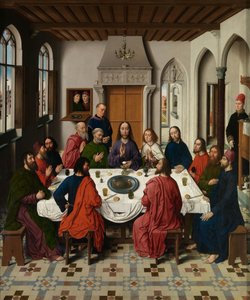 Detalj av Triptych of the Last Supper, fra altertavlen til det hellige sakrament, ca. 1464-68 (olje på panel)
