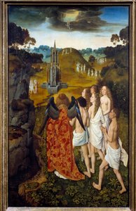 Veien til himmelen eller oppstigningen av det utvalgte maleri på tre av Dirck (Dieric, Dirk) Bouts le Vieux (den eldste) (1410-1475) 1450 Søn. 1,15x0,7 m Lille, Museum of Fine Arts