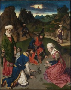 Polyptych of the Last Supper: ""høsten av manna"" Maleri av Dirk Bouts (1410/20-1475) 1464-1468 Louvain, Saint Pierre kirke