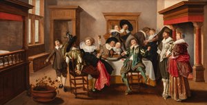 A Merry Making Company in an Interior, ca. 1615-25 (olje på panel)
