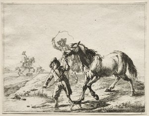 En gutt som tar en hest for å drikke av Dirck Stoop