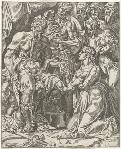 Judith voor Holofernes Judith i Holofernes (serietittel) av Dirck Volckertsz. Coornhert (attributed to)