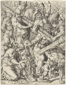 Å bære korset Menneskehetens fall og forløsning gjennom Kristi liv og lidenskap (serietittel) av Dirck Volckertsz. Coornhert (attributed to)