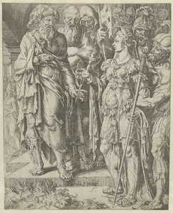 Tamar viser pantet Historien om Juda og Tamar (serietittel) av Dirck Volckertsz. Coornhert (attributed to)