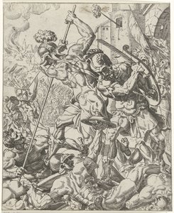 Flykten til den assyriske hæren Judit og Holofernes (serietittel) av Dirck Volckertsz. Coornhert (attributed to)