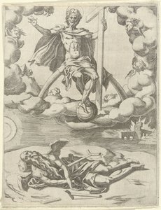 Kristus erobrer tiden Triumphs of Petrarch (serietittel) av Dirck Volckertsz. Coornhert (possibly)