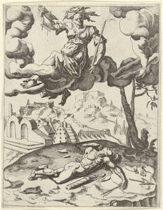 Troen overvinner sensuell kjærlighet Triumphs of Petrarch (serietittel) av Dirck Volckertsz. Coornhert (possibly)