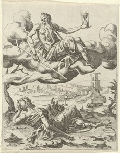 Tiden erobrer berømmelse Triumphs of Petrarch (serietittel) av Dirck Volckertsz. Coornhert (possibly)