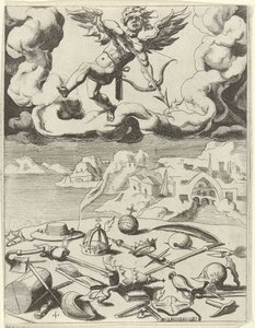 Sensuell kjærlighet erobrer jordiske sysler Triumphs of Petrarch (serietittel) av Dirck Volckertsz. Coornhert (possibly)