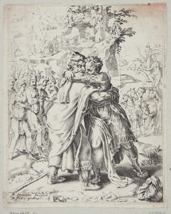 Joseph omfavner sin far av Dirck Volckertsz. Coornhert