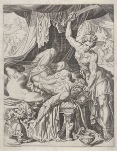 Judith kutter hodet til Holofernes Kvinnelister (serietittel) av Dirck Volckertsz. Coornhert