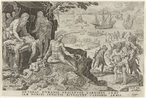 Keiserlige tropper av Charles V invaderer Mellom-Amerika, 1530 Victories of Charles V (serietittel) Divi Caroli. v. imp. opt. max. victoriae, ex multis praecipuae (serietittel) av Dirck Volckertsz. Coornhert