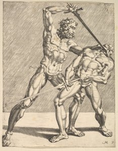 To fektere, fra Fencers, plate 7, 1552