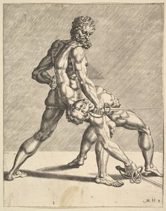 To fektere, fra Fencers, plate 8, 1552