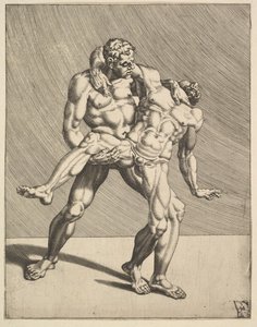 Wrestlers, fra Wrestlers, plate 3, 1552.