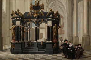 En familie ved graven til prins William i i Nieuwe Kerk, Delft En familie ved siden av graven til Willem I (William the Silent) i Nieuwe Kerk, Delft