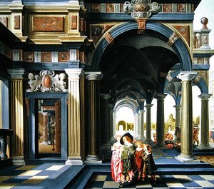 Elegante figurer i en loggia, 1635