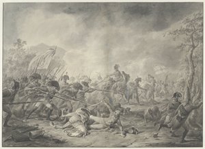 Fangst av den russiske general Hermann i slaget ved Bergen, 1799 av Dirk Langendijk (signed by artist)