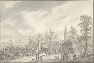 Garnisonens avgang fra Amersfoort i 1790 av Dirk Langendijk (signed by artist)