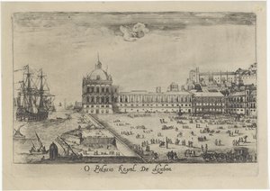 Utsikt over det kongelige palasset i Lisboa O Palacio Real de Lixboa (tittel på objekt) Utsikt over Lisboa (serietittel)