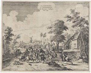 Spanjoler under Don Cantelmo beseiret ved Borgerhout, 1643 Don Cantelmo tot Burgerhout Av Antwerp Struck Anno 1643 (tittel på objekt)