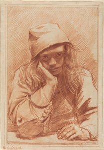 Selvportrett, ca. 1633-96 (rødt kritt) av Dirk Theodor Helmbrecker