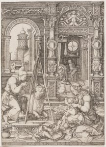 Saint Luke maler jomfruen og barnet av Dirk Vellert