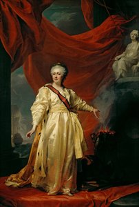Portrett av Catherine II, lovgiverne i tempelet viet til rettferdighetens gudinne, tidlig på 1780-tallet