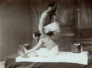 Det orientalske badet. Massasje, 1880-tallet