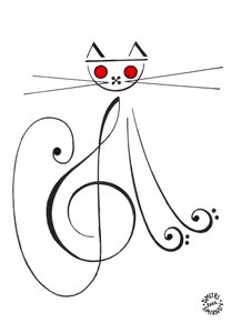 Musikalsk katt - en katt tegnet med musikalsk notasjon