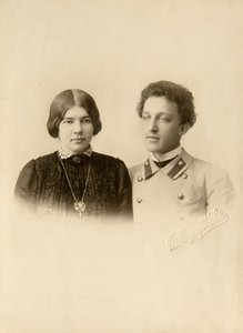 Portrett av poeten Alexander (Alexandre) Aleksandrovich Blok (1880-1921) med sin kone. Silver Gelatin Photography av Dmitri Spiridonovich Zdobnov (slutten av 1800-tallet)