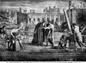 Et av miraklene til St. Bartholomew, som hindrer en søyle i å falle av Domenichino