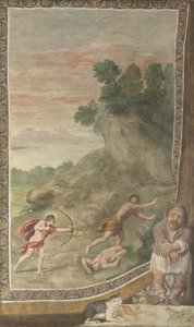 Apollo dreper kyklopfresken fra Villa Aldobrandini, 1617-1618 av Domenichino